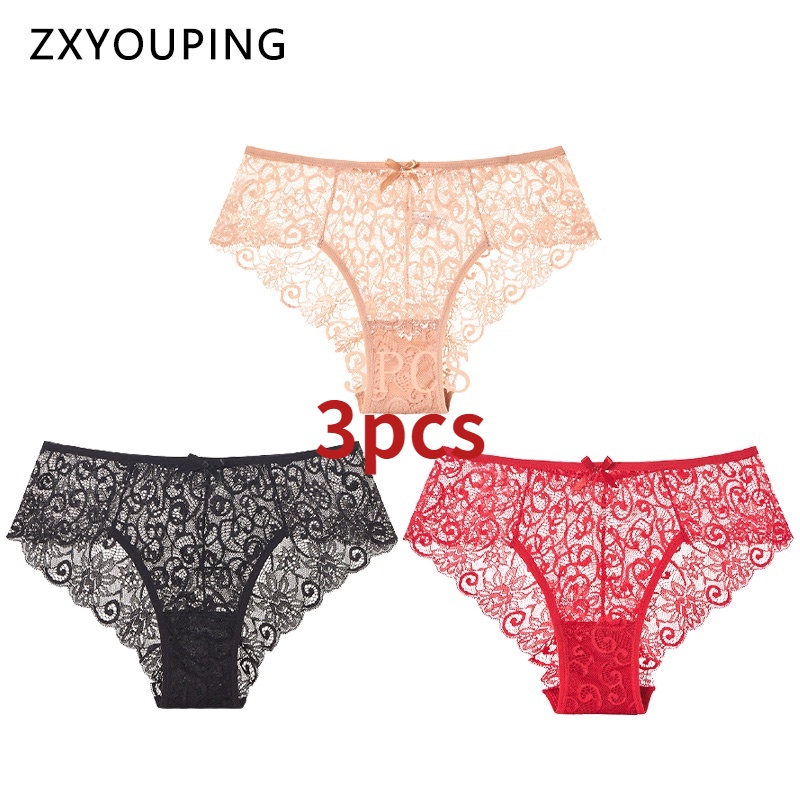 AOFEIQIKE Set 3 Quần Lót Ren Giấu Đường May Quyến Rũ Cho Nữ