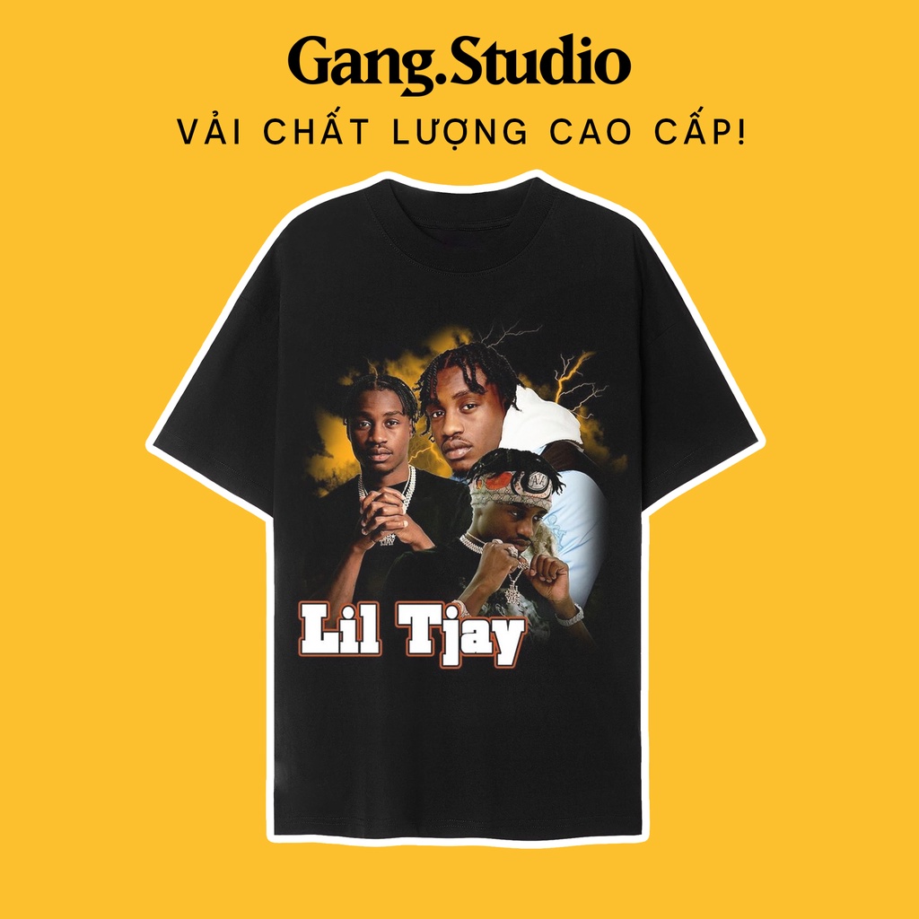 Áo thun Lil tjay Vintage Hiphop tay lỡ vải cao cấp phong cách nặng động, form siêu đẹp in hình Rappe