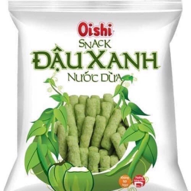 (Túi 10 gói 16g) bánh Snack (bim bim) Oishi đậu xanh nước dừa