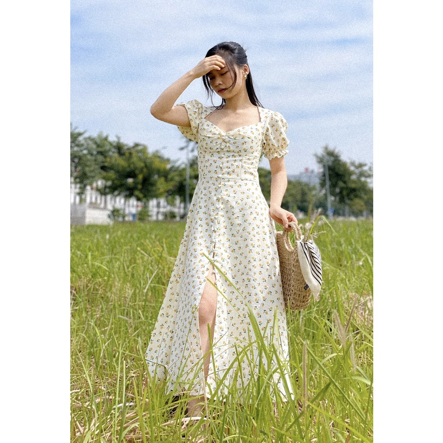Hera Dress - Đầm hoa phong cách cottagecore qua bắp chân của Flower & Dot