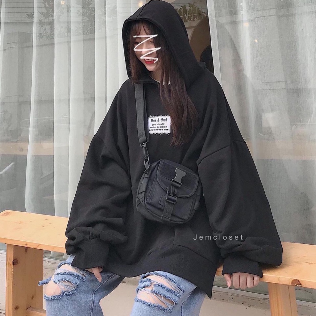 Áo hoodie unisex 💖 𝑭𝑹𝑬𝑬𝑺𝑯𝑰𝑷 💖 Áo hoodie dáng rộng nỉ bông cotton unisex dưới 75kg TABI STORE - Áo hoodie This & That | BigBuy360 - bigbuy360.vn