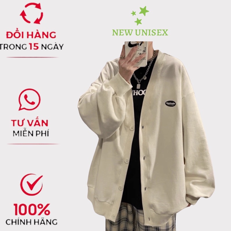 Áo Khoác Cardigan Sweater Nam Nữ Cúc Gài In Logo Trước Ngực Form Rộng Unisex U537 [NewUnisex]
