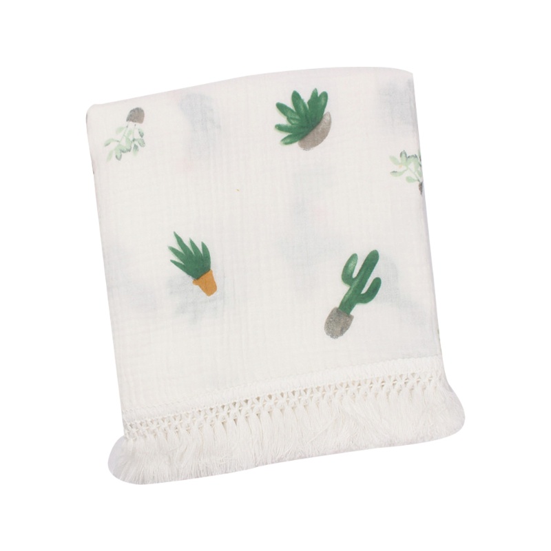 Chăn Quấn Em Bé Bằng Cotton Trơn Phối Tua Rua Dùng Làm Đạo Cụ Chụp Ảnh