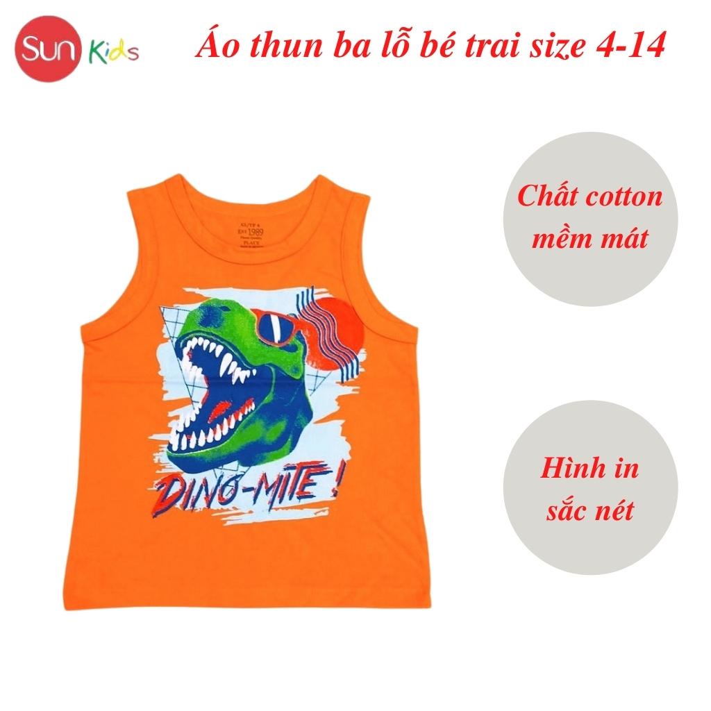 Áo thun bé trai, áo ba lỗ bé trai chất cotton, nhiều màu, Size 4 - 14 tuổi - SUNKIDS