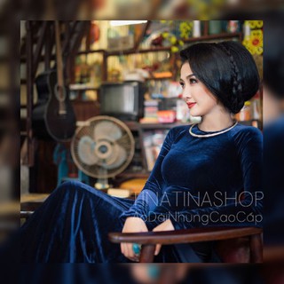 Áo Dài Nhung Xanh Hoàng Gia _ Quí Phái Quyến Rũ