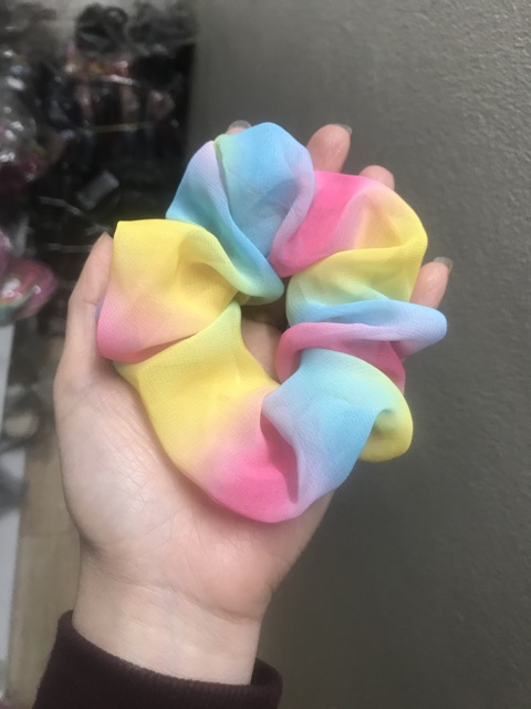 Sỉ 10 dây buộc tóc scrunchie vải bản to 4,5-5cm