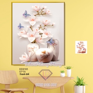 Tranh đính đá bình hoa nghệ thuật 75 x 57 cm d9165