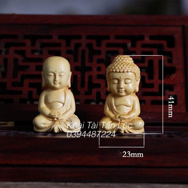 Bộ tượng Thích Ca , Quan Âm , Địa Tạng gỗ hoàng dương 4cm