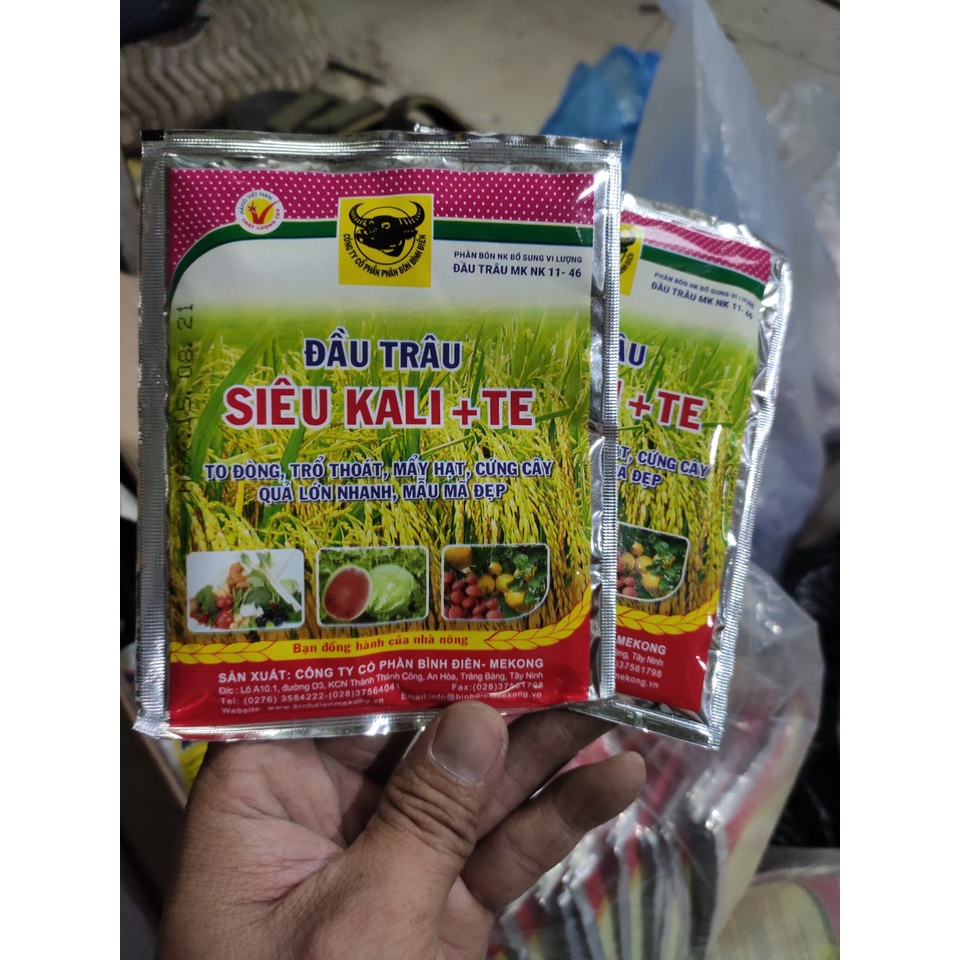 Phân bón SIÊU KALI kali 46 Đâu Trâu giúp cứng cây, bông nở đều, bông to, màu sắc đẹp gói 25gr