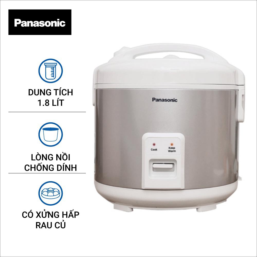 Nồi cơm điện cơ nắp gài Panasonic dung tích 1.8 lít SR-MVN187 hàng chính hãng, bảo hành 12 tháng