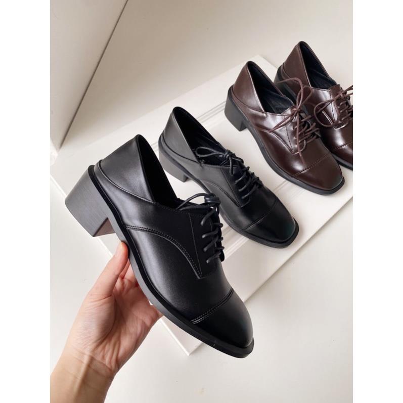 MẪU MỚI VIDEO TỰ QUAY giày oxford 5p cao 5cm loafer nữ da mềm màu nâu và màu đen đế bệt hàng fullbox có sẵn hà nội 763 .