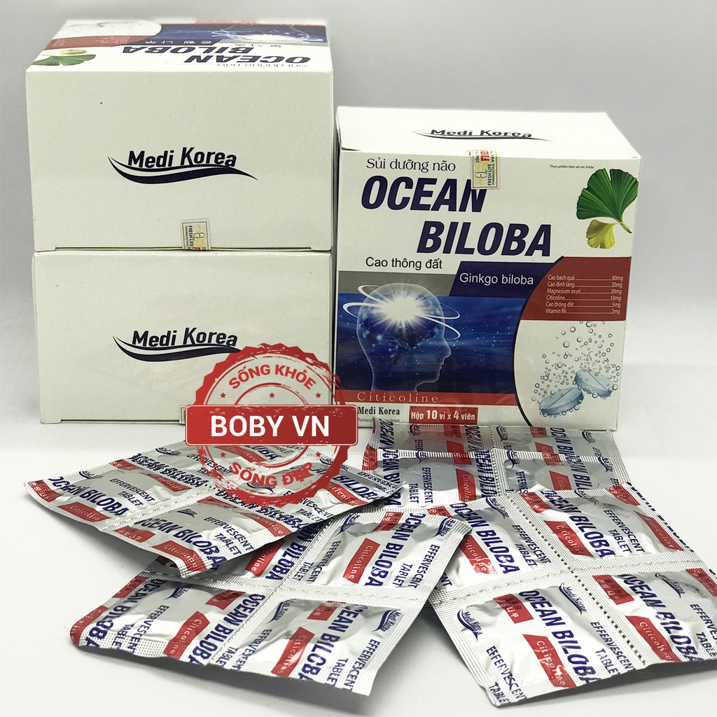 Viên sủi hoạt huyết dưỡng não Ocean Biloba tăng cường tuần hoàn não - Chính hãng