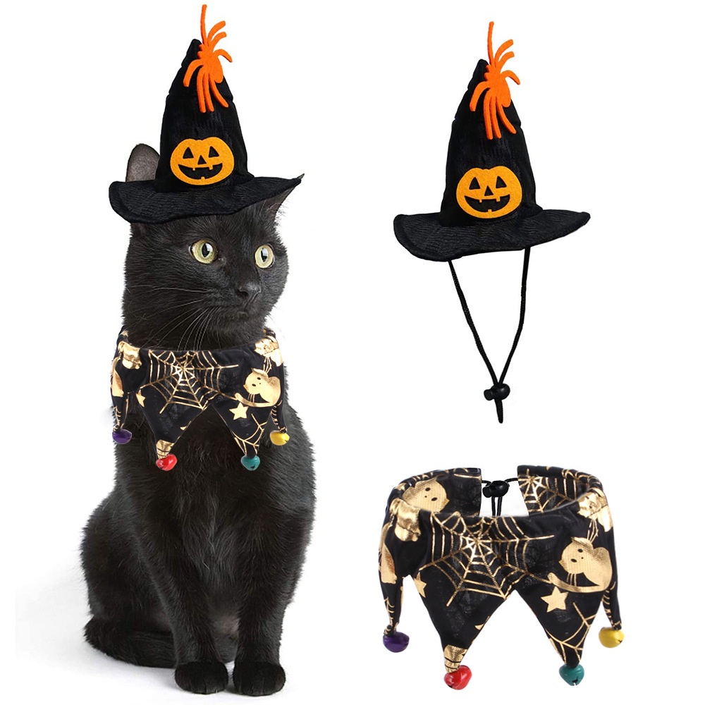 Set Mũ + Băng Đô Cài Tóc Phong Cách Halloween Cho Thú Cưng