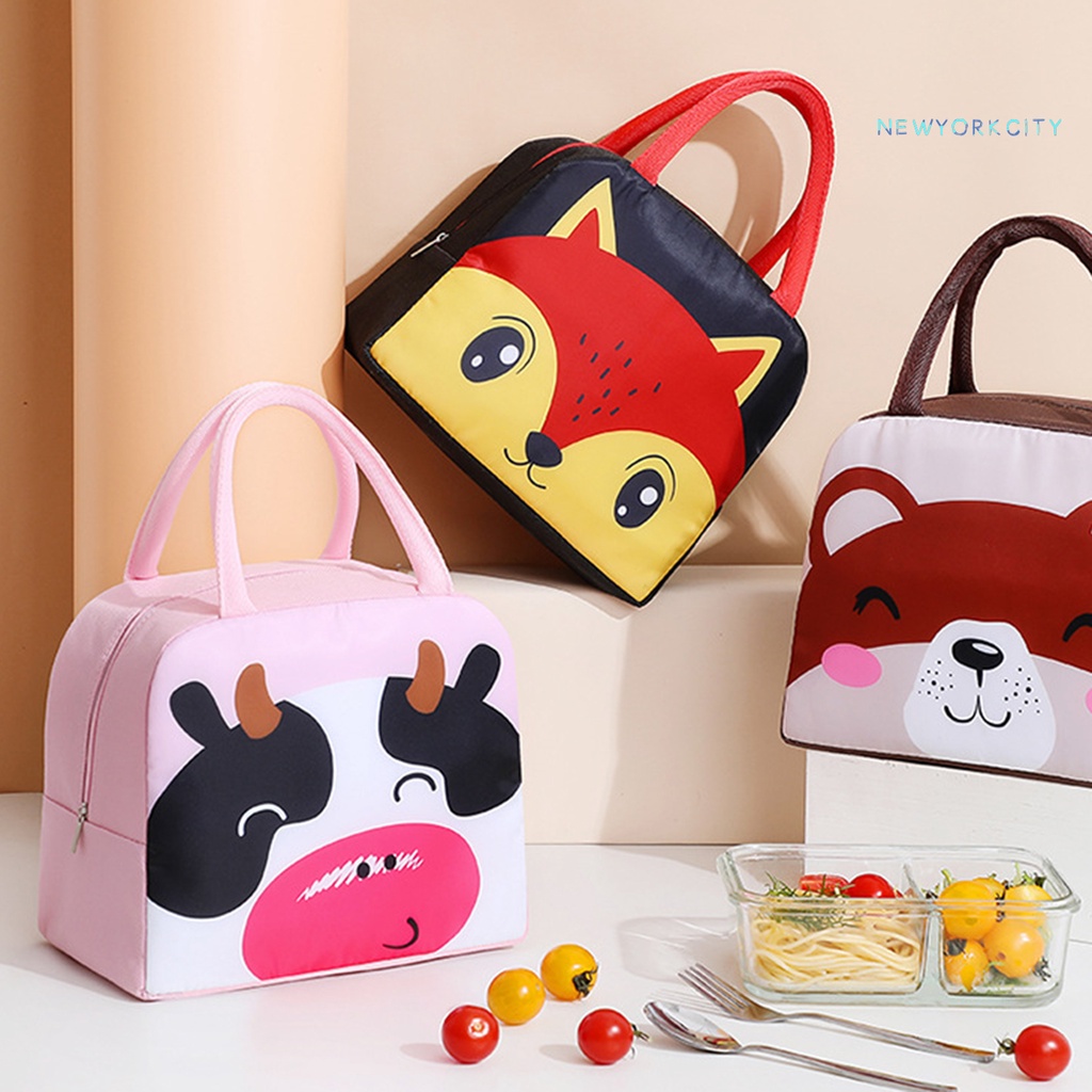 Túi Đựng Hộp Cơm Trưa Cách Nhiệt Chống Nước Bằng Vải Oxford In Họa Tiết Hoạt Hình Nhỏ Gọn