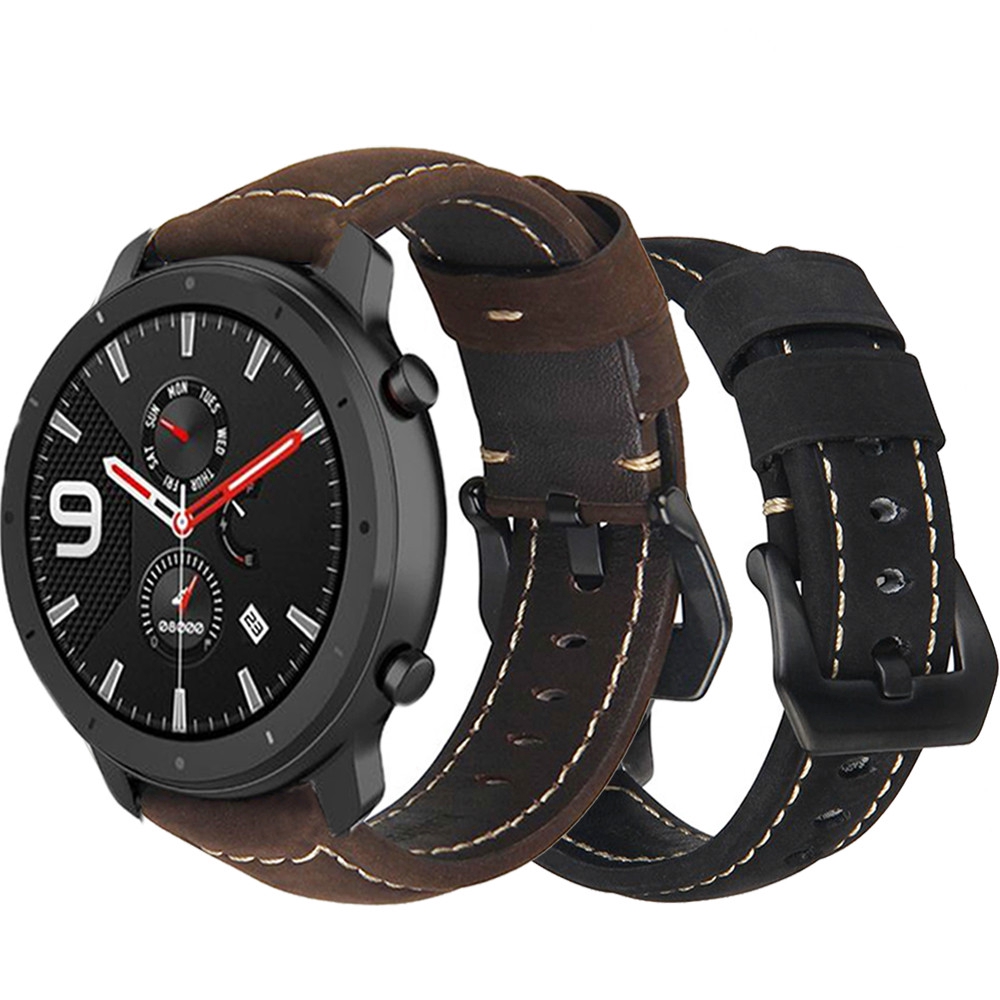 20mm 22mm Leather Watchband Strap for Xiaomi Huami AMAZFIT GTR 47mm 42mm Smart Watch