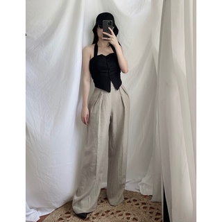 Áo kiểu nút bọc cá tính vải Linen (Nhiều màu)