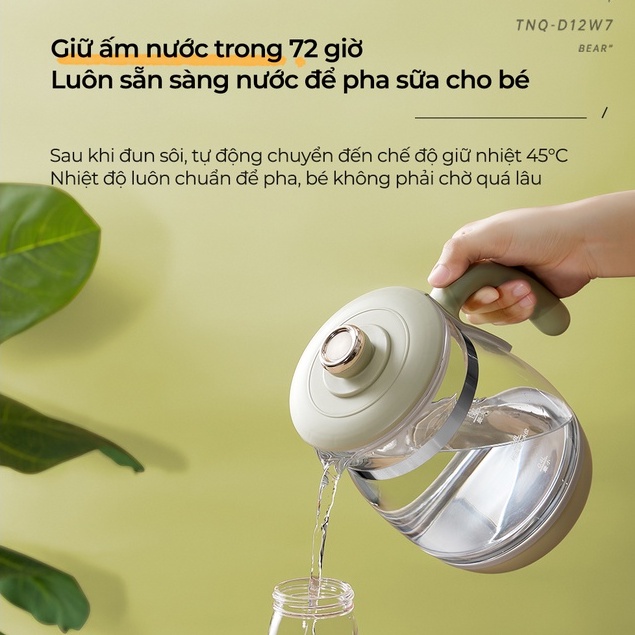 [Mã ELHADEV giảm 4% đơn 300K] Bình đun và hâm nước pha sữa 1.2L Bear TNQ-D12W7 - Chính hãng - BH 18 tháng