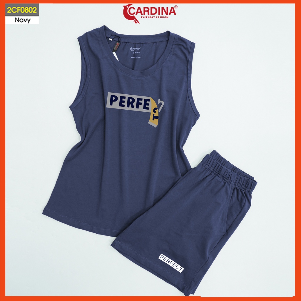 Đồ Bộ Nữ CARDINA Chất Cotton Nhật Cao Cấp Quần Đùi Áo Sát Nách Co Giãn 4 Chiều Thoáng Mát 2CF08