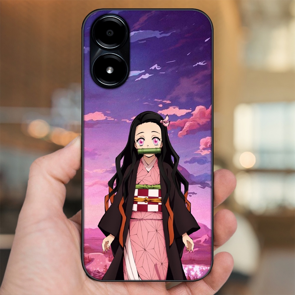 Ốp lưng Vivo Y02s viền đen in hình Nezuko Kimetsu no Yaiba