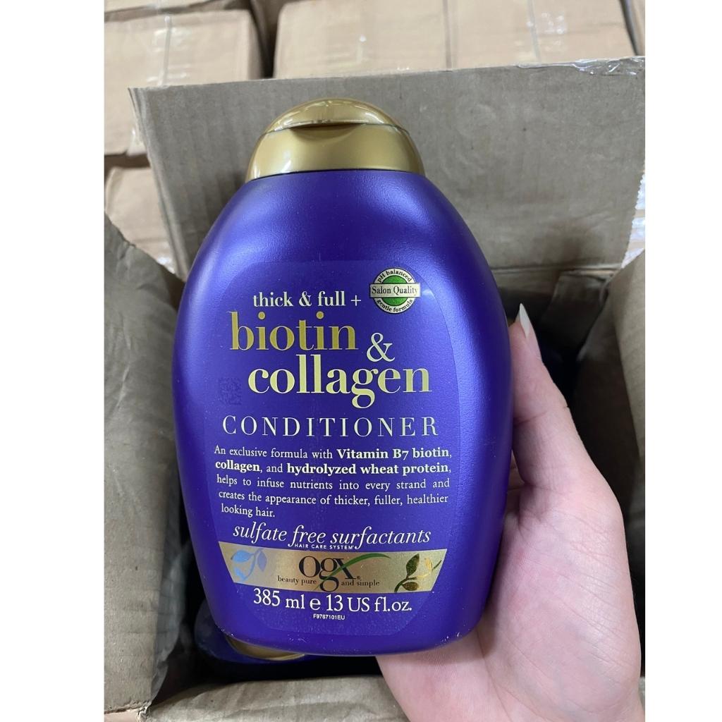 Combo Dầu Gội Xả Biotin OGX Thick &amp; Full Biotin Collagen 385ml