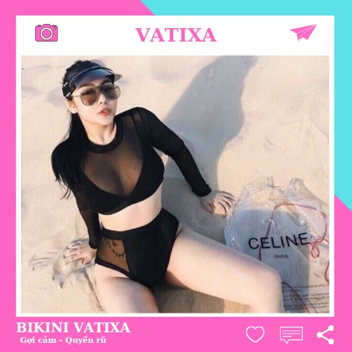 Bikini nữ đồ bơi tay dài phối lưới VATIXA BKN75