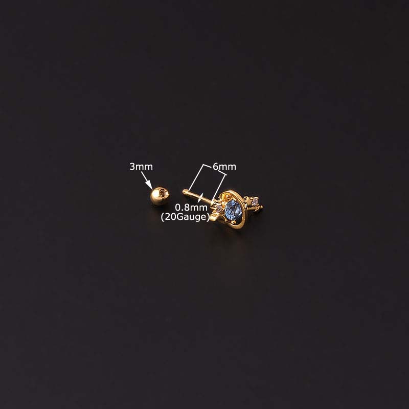1 Khuyên Xỏ Tai Bằng Thép Không Gỉ Đính Đá zircon Thời Trang