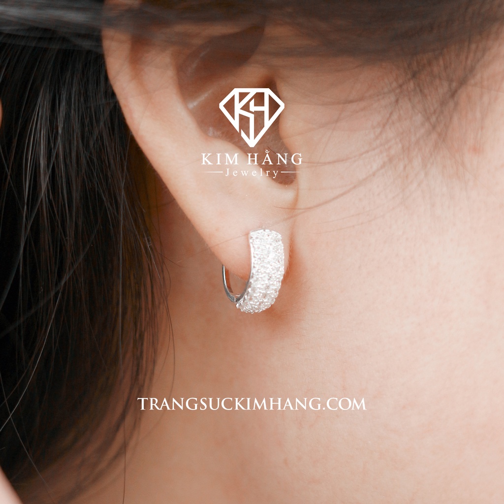 Khuyên Tai BẠC Thiết Kế Full Đá Tấm