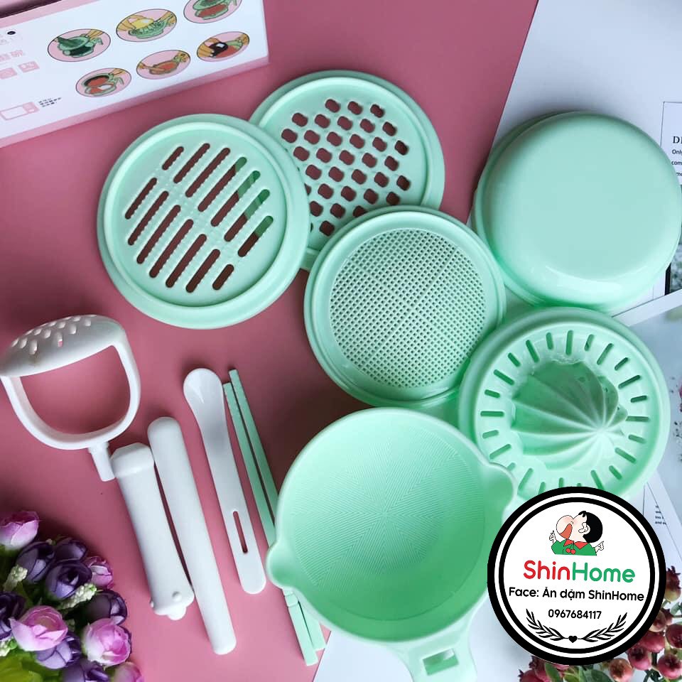 Bộ chế biến ăn dặm cao cấp AB 9 món (nhựa dày-chất đẹp)