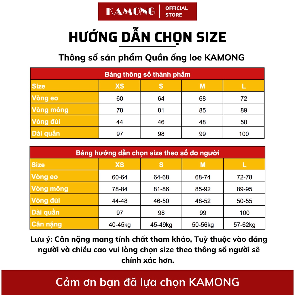 Quần ống loe nữ KAMONG cạp cao thun co dãn dáng dài công sở ống bass Q011