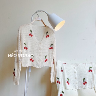 Áo Len Đan Lưới Cherry Hèo Studio (Ảnh Thật)