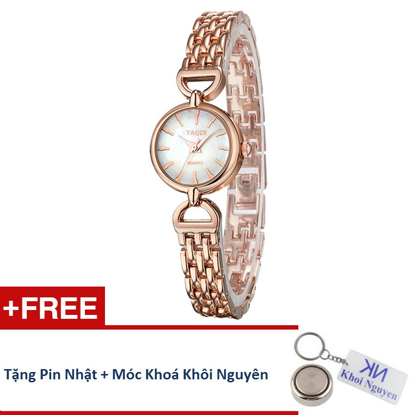 Đồng Hồ Nữ YAQIN 7193 Dây Thép (Có 3 Màu: Vàng Trắng, Trắng Đen, Trắng) + Tặng pin Nhật, móc khoá Khôi Nguyên