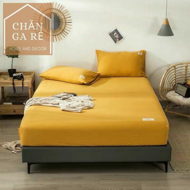 Bộ ga giường và vỏ gối cottong TC hàng nhập khẩu không bai, không xù giặt giũ thoải mái đủ kích thước 1m2 1m6 1m8