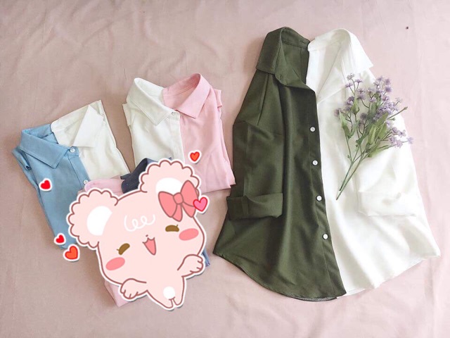 [Mã FAMAYWA giảm 10K đơn 50K] Áo sơ mi hai màu cá tính_có ảnh thật | BigBuy360 - bigbuy360.vn