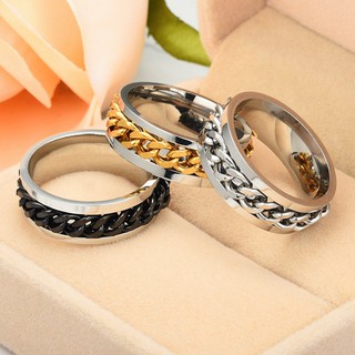 Nhẫn xích vàng đen unisex nam nữ cá tính