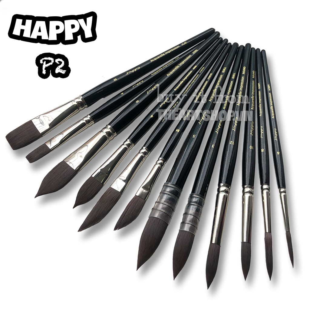 (P2) Cọ HAPPY lông tổng hợp cao cấp - Cọ dẹt/Cọ lưỡi mèo/Cọ MOP