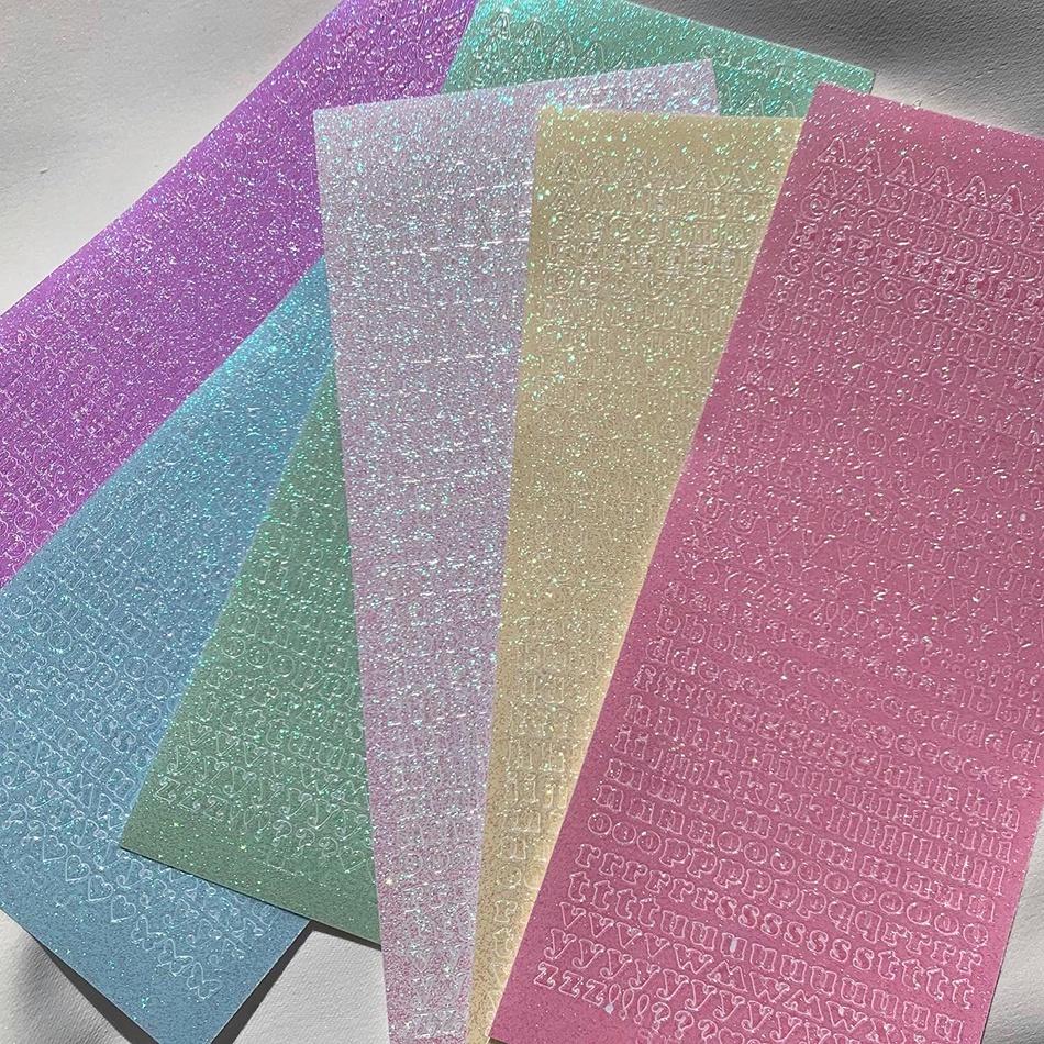 Miếng dán 001 6mm Sherbet hình bảng chữ cái màu holographic phong cách Hàn Quốc dễ thương dùng trang trí vật dụng DIY