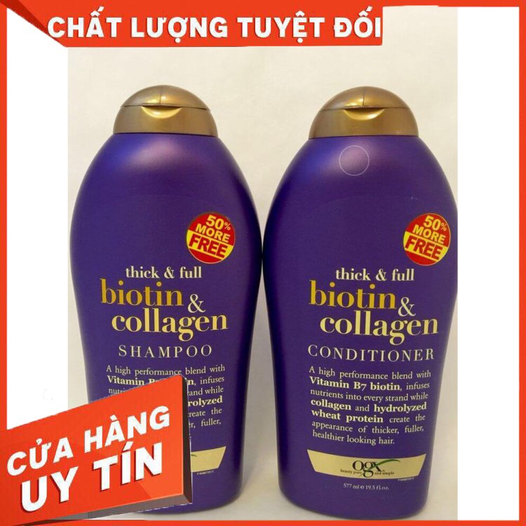 BIOTIN Tím Bộ Dầu Gội + Xả 577ML BIOTIN COLLAGEN OGX [Giảm Rụng - Kích Thích Mọc Tóc] | BigBuy360 - bigbuy360.vn