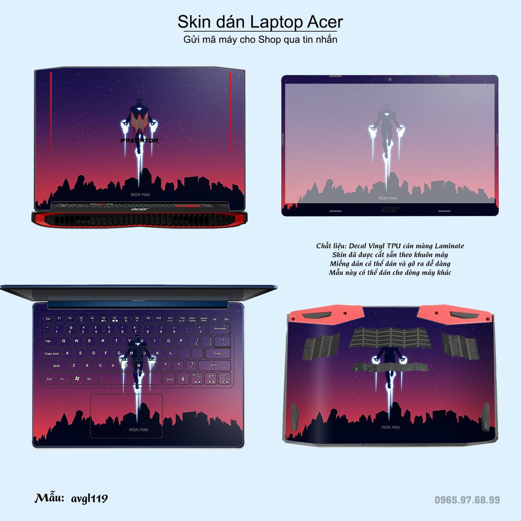 Skin dán Laptop Acer in hình Avenger _nhiều mẫu 3 (inbox mã máy cho Shop)