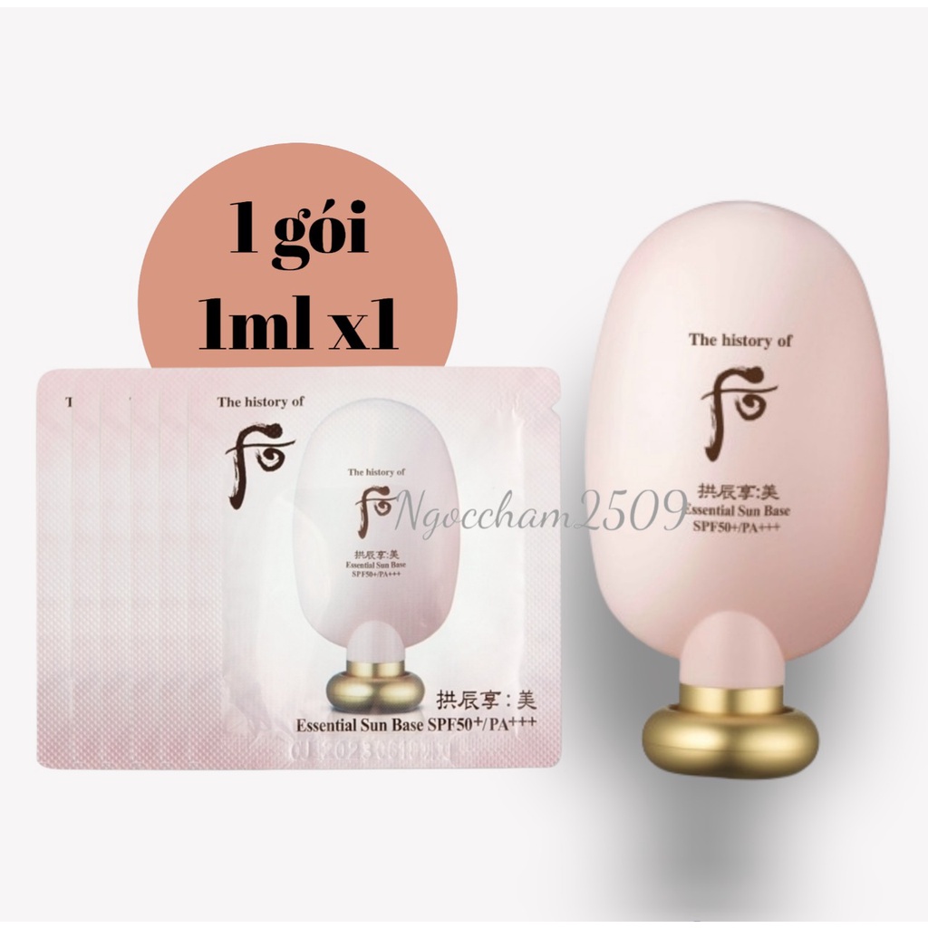 Gói sample kem lót Whoo trắng nâng tone và chống nắng cao - Whoo Mi Essential Sun Base Spf50+/pa+++