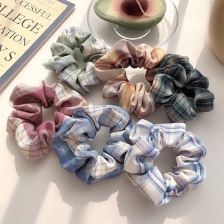 Dây buộc tóc scrunchies kẻ giao ngẫu nhiên