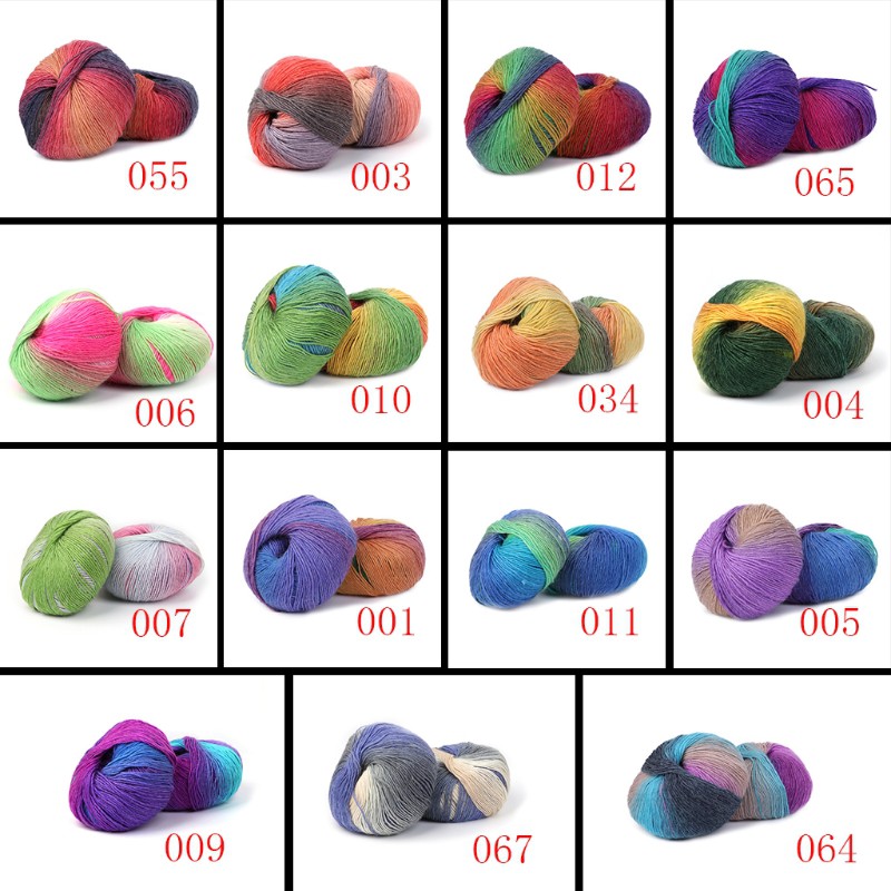1Ball 50g Hand-woven Rainbow Colorful Crochet Cashmere Wool Blend Yarn Knitting