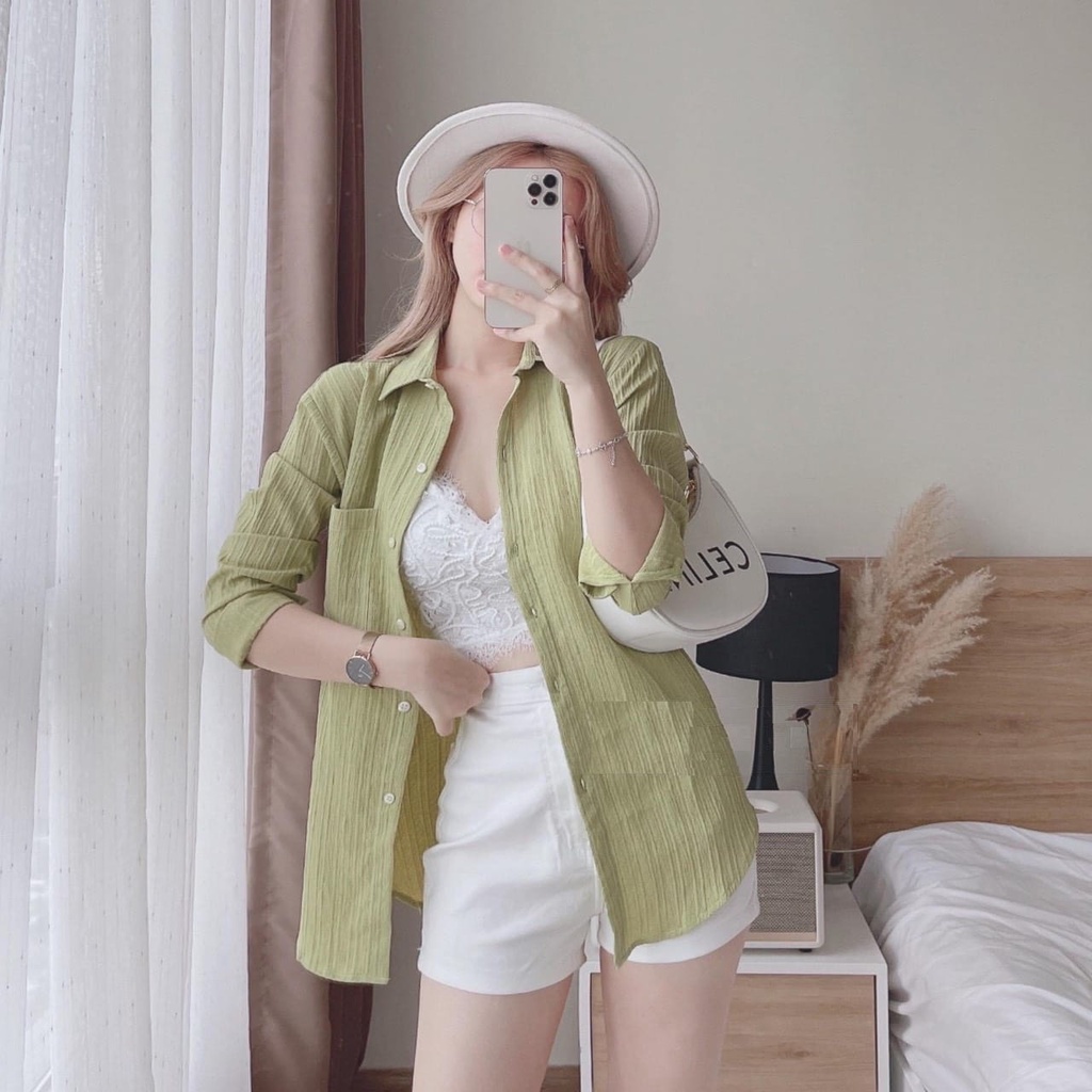 Áo Sơ Mi Dài Tay Đũi Gân PEONYB Nữ [FREESHIP]  Thun kiểu học sinh công sở form rộng dáng đẹp hàn quốc