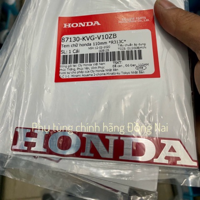 TEM CHỮ HONDA MÀU INOX NỀN ĐỎ/ĐEN CHÍNH HÃNG HONDA