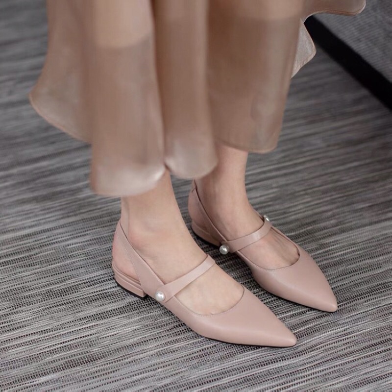 Giày búp bê nữ quai ngang gắn hạt ngọc xinh xắn , SB23 - Oula Store