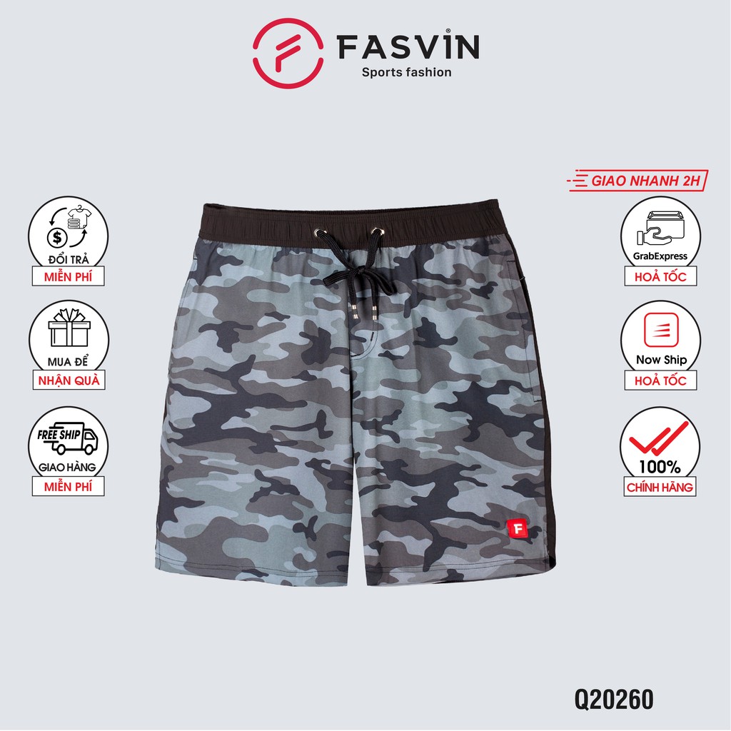 Quần đùi nam Fasvin Q20260.HN vải gió chun hoạ tiết đi biển co giãn mềm mại thoải mái vận động