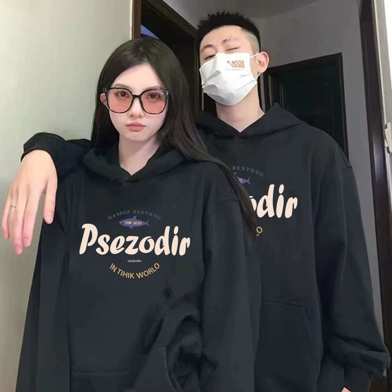 Áo hoodie IHKKE màu trơn thời trang phong cách retro