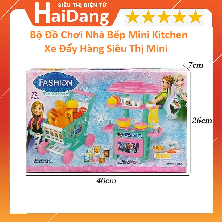 Bộ Đồ Chơi Nhà Bếp Mini Kitchen Frozen Và Xe Đẩy Hàng Siêu Thị Mini