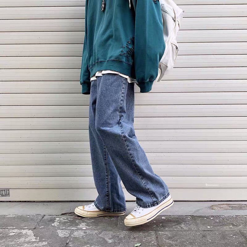 [ORDER+ẢNH THẬT] Quần bò jeans ống rộng nam oversize Ulzzang xanh - đen siêu chất ✅