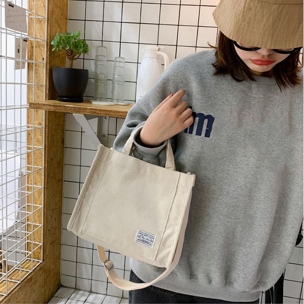 ORIENTLII Women Eco Cotton Crossbody Bag Canvas Casual Corduroy Zipper Shoulder Bag