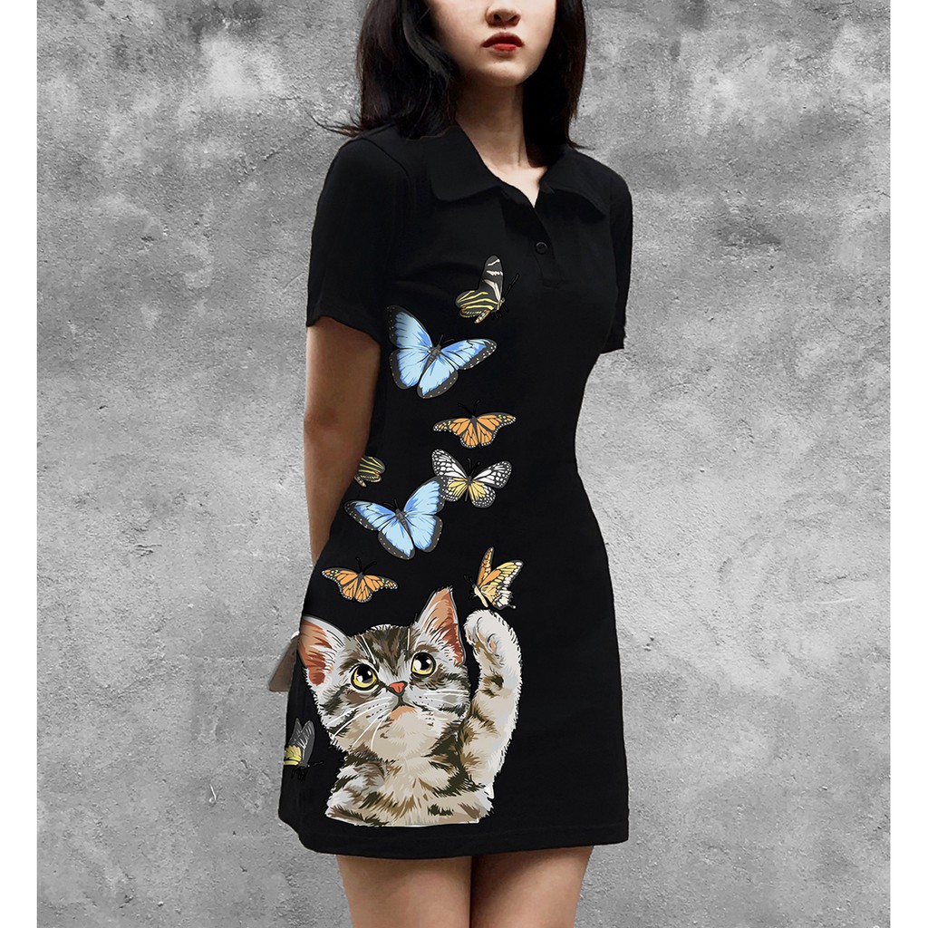 Váy Polo Hoạ Tiết Mèo 1228 | BigBuy360 - bigbuy360.vn